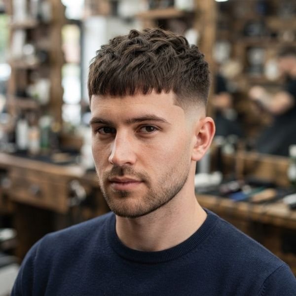 1. Short Fringe with Mid Taper Fade