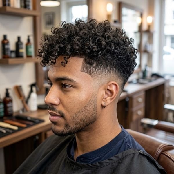 5. Curly Undercut with Mid Taper Fade