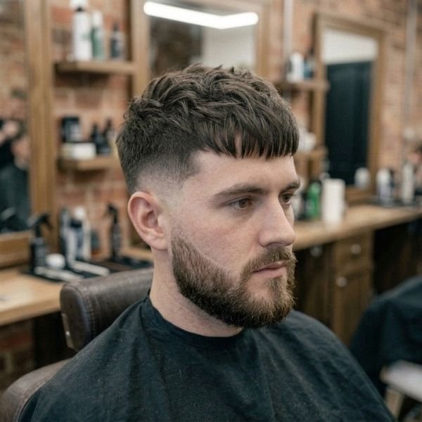 10. Mid Fade French Crop With Beard