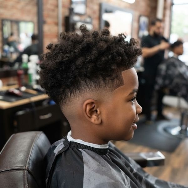 2. Curly Top Mid Fade