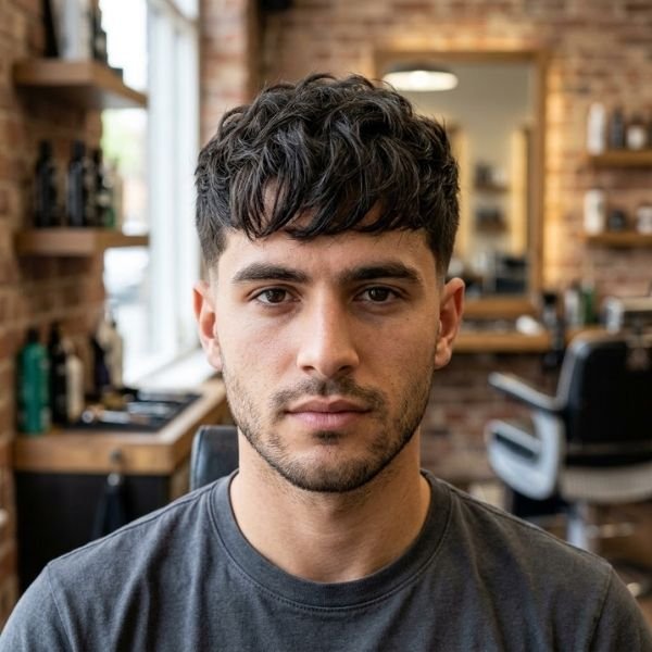 Front View of a Textured Fringe Low Taper