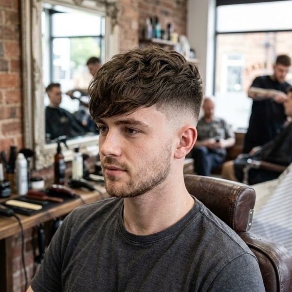 Long French Crop Fade with Longer Fringe