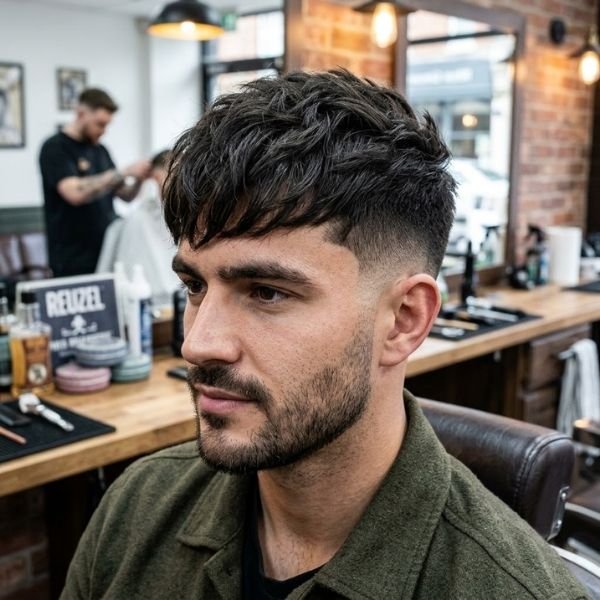 Low Taper Fade Textured Fringe