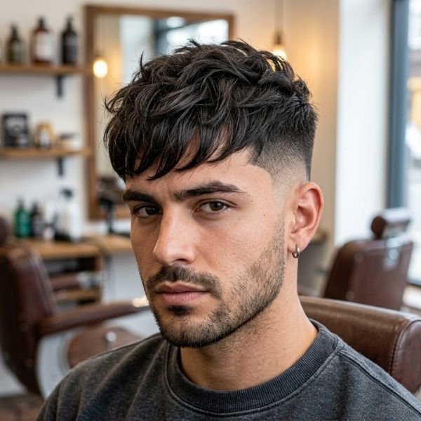 Mid Taper Fade with Textured Fringe